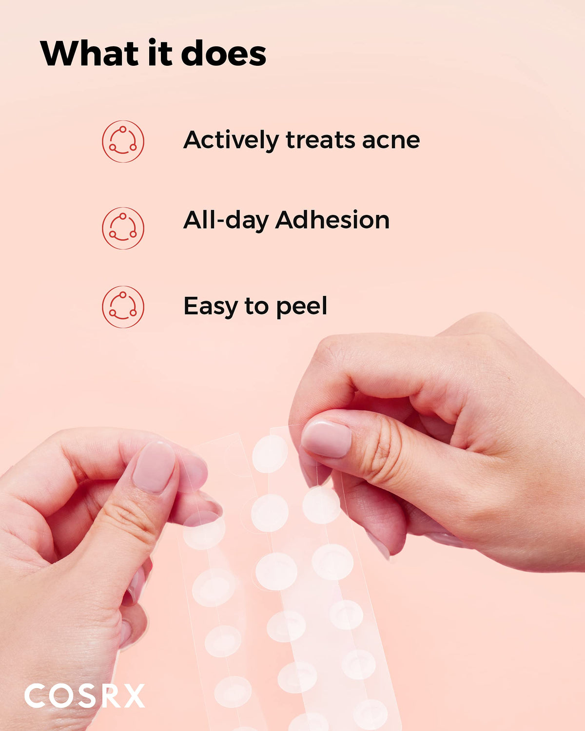 COSRX patch held in hand to demonstrate actual product scale