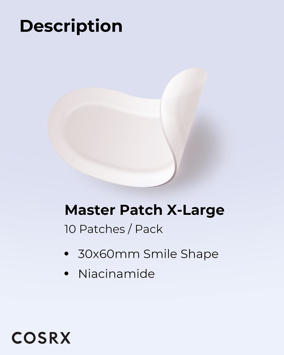 COSRX patch next to a hand for size comparison illustrating full coverage benefit
