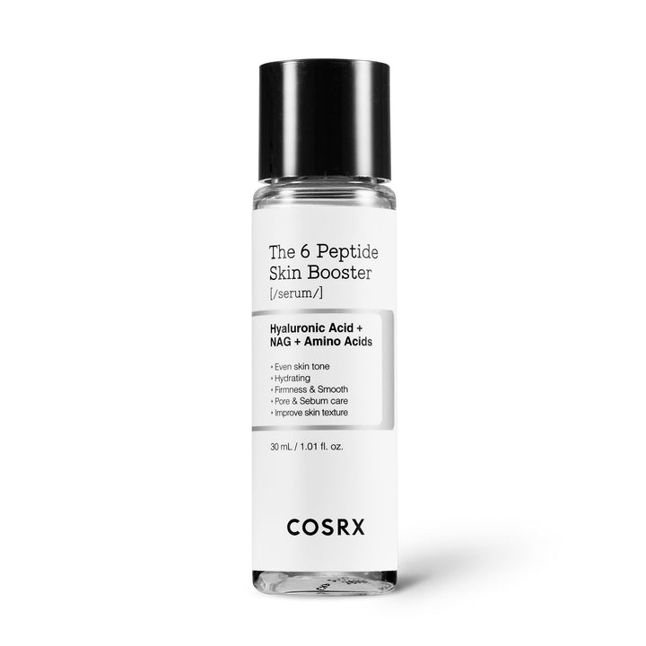 COSRX mini bottle front showing compact travel-ready packaging and peptide benefit