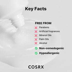 COSRX moisturizer applied on skin close showing quick absorption benefit