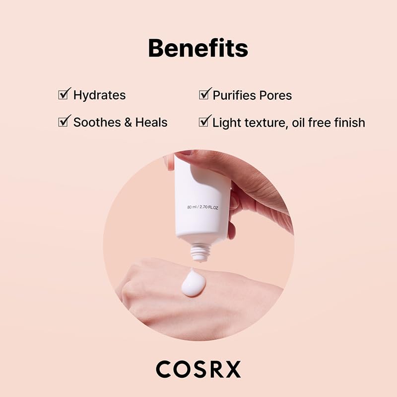 COSRX moisturizer in hand showing 80ml scale and travel-friendly size