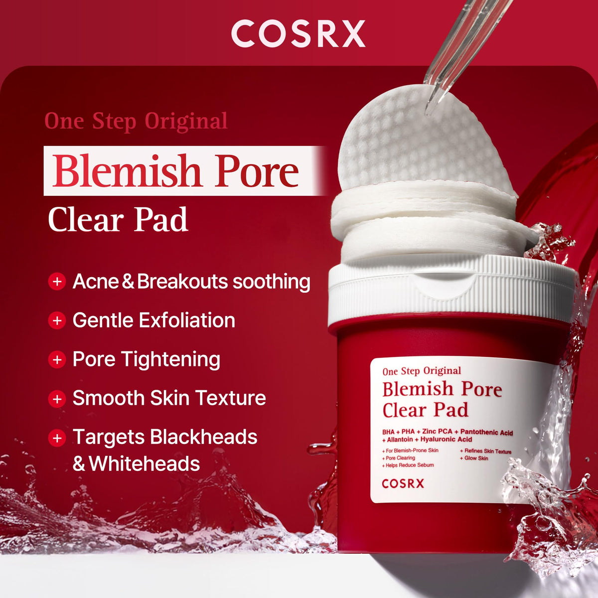 COSRX close-up of dual-sided pad texture demonstrating gentle exfoliation