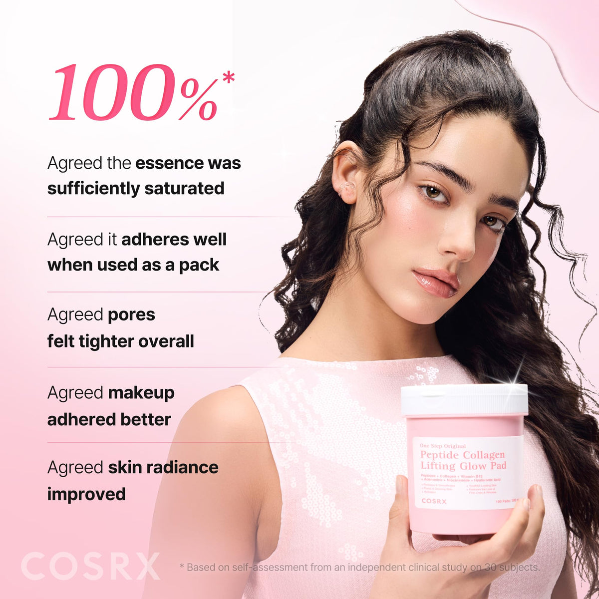 COSRX pad being applied to cheek reducing puffiness and smoothing