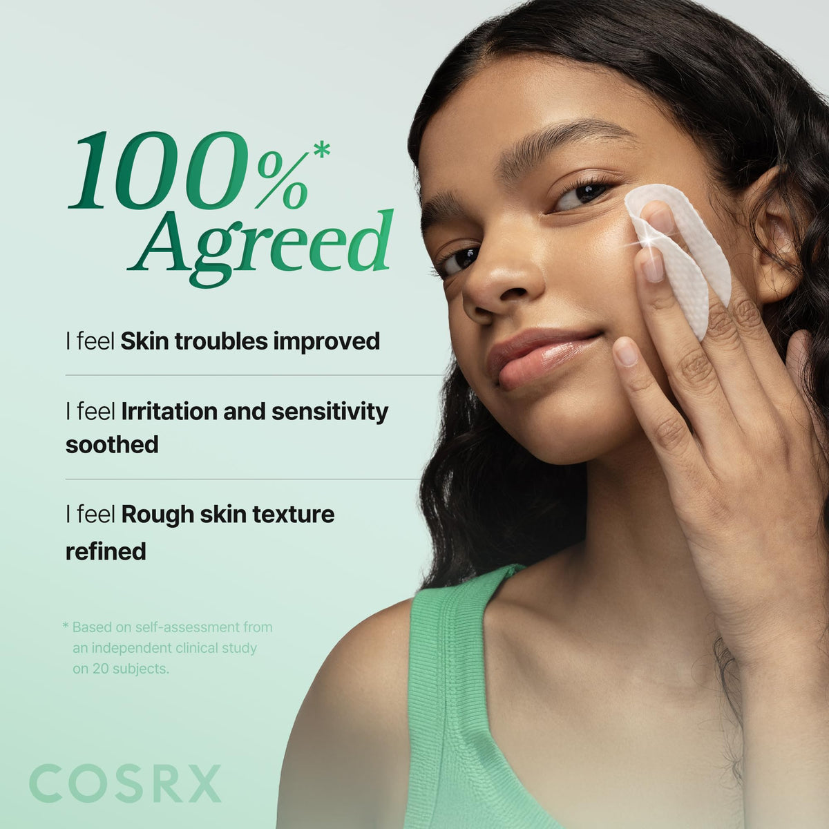 COSRX pad held in hand to show size and single‑use convenience