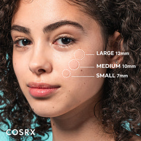COSRX patch applied on cheek to protect blemish and reduce picking