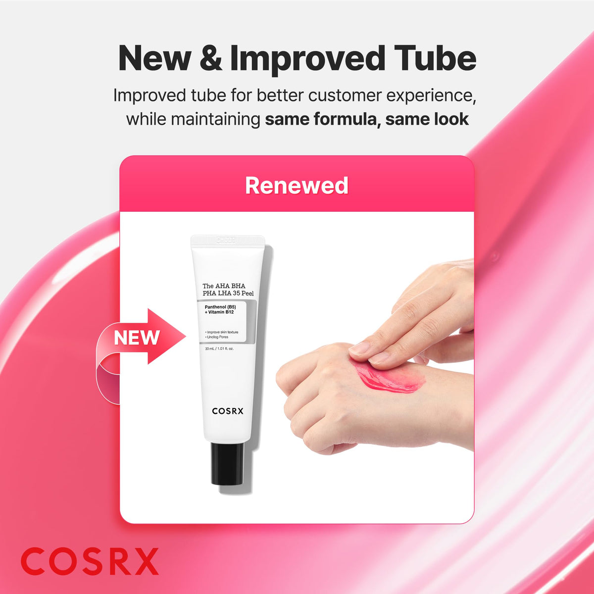 COSRX open cap displaying gel texture and easy application benefits