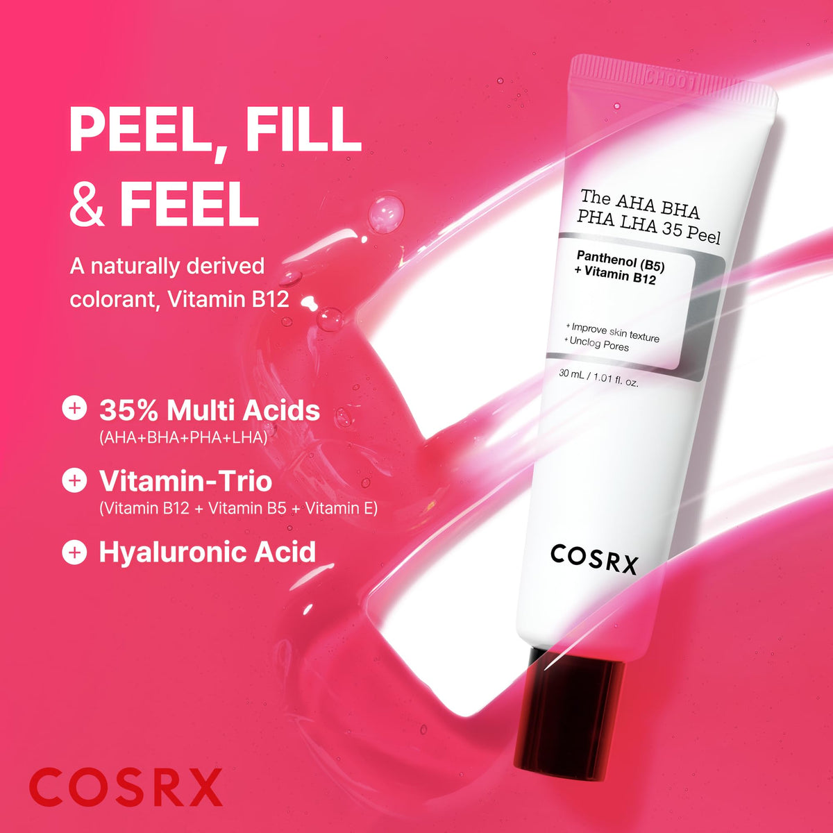 COSRX before and after rinse to highlight smoother, clearer skin