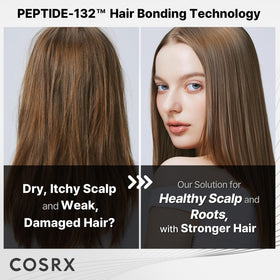 COSRX oil serum dispensed on hand delivering shine and frizz control