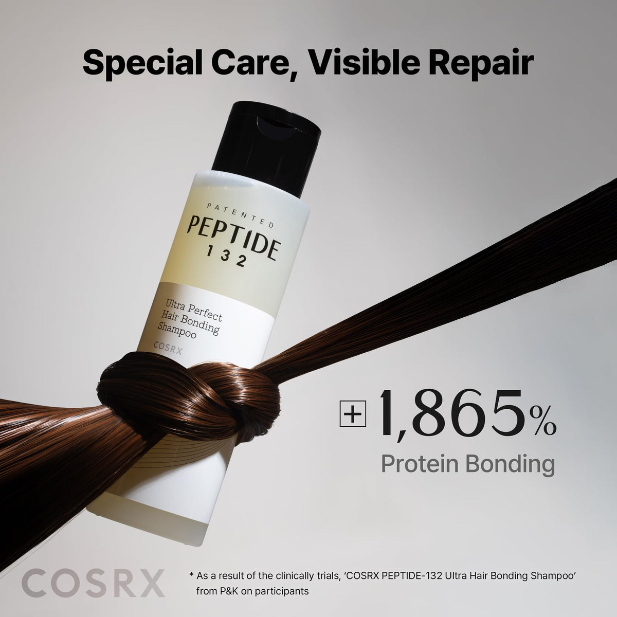 COSRX split-screen hair before and after to illustrate reduced breakage