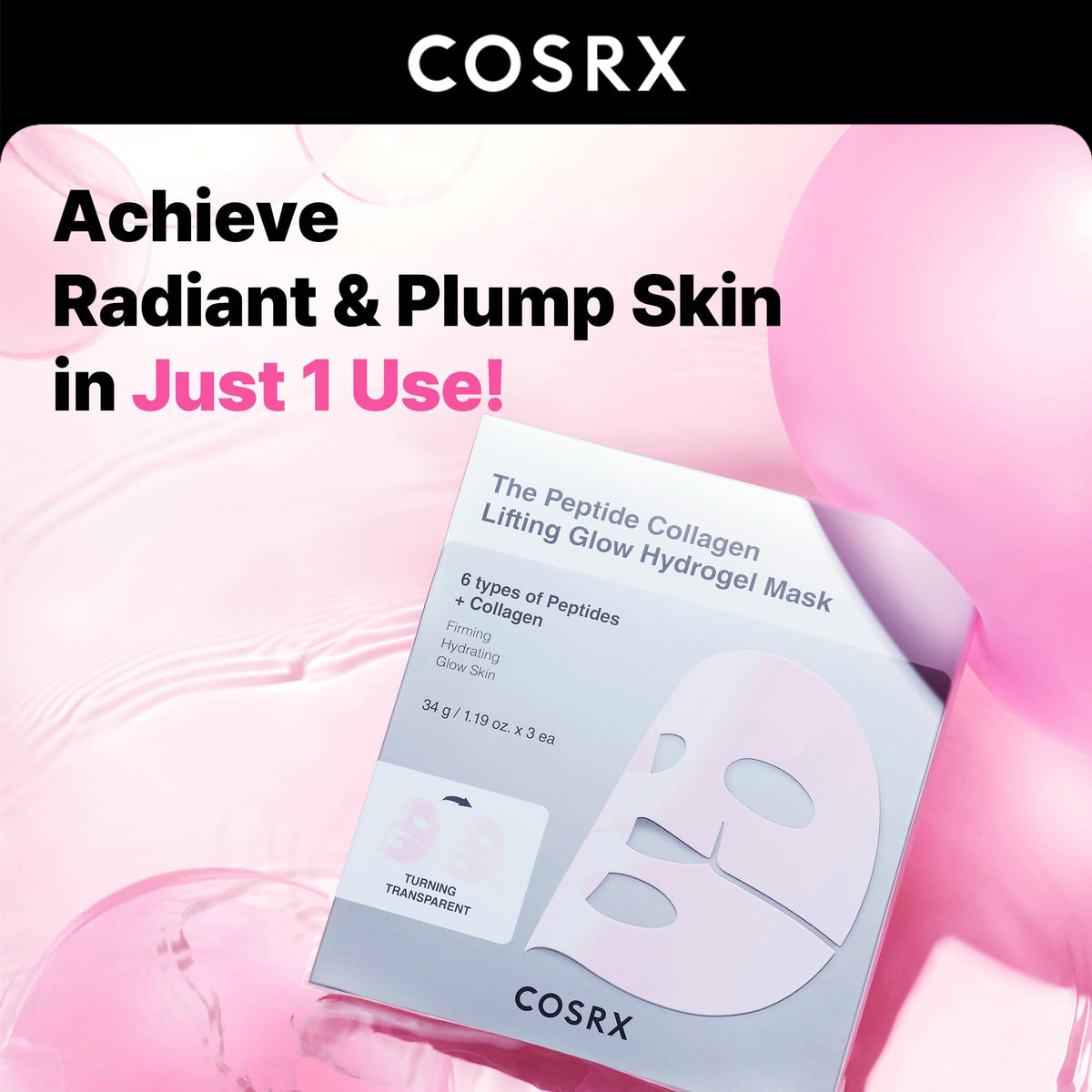 COSRX close-up of translucent hydrogel texture showing concentrated essence