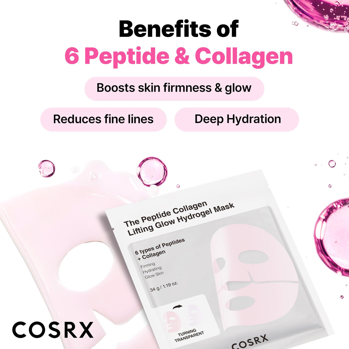 COSRX model wearing the hydrogel mask demonstrating comfortable fit