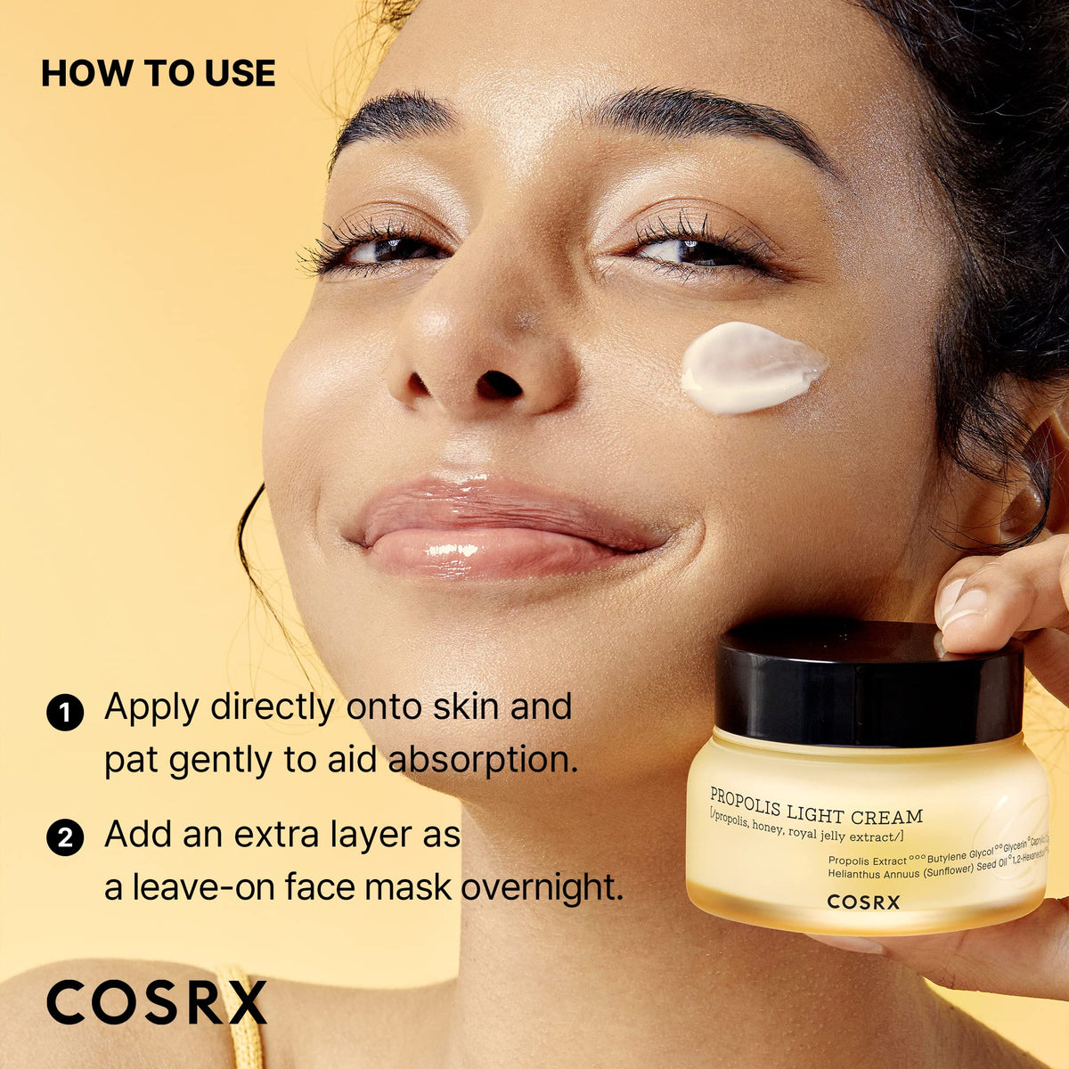 COSRX product box label visible showing ingredient transparency benefit