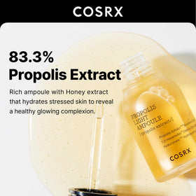 COSRX propolis ampoule dropper showing serum texture and quick absorption benefit