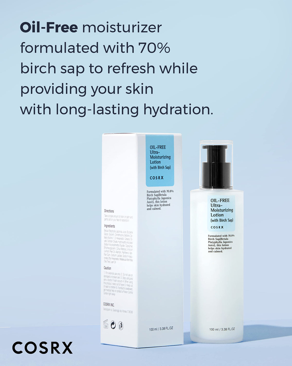 COSRX dispensing lotion from bottle demonstrating easy, controlled application benefit