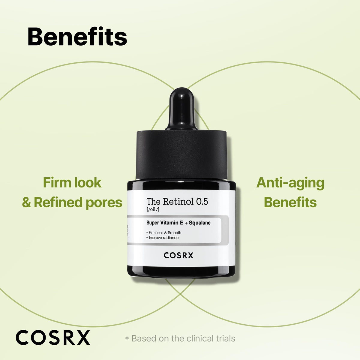 COSRX applying 1–2 drops to hand demonstrating simple, measured nighttime application