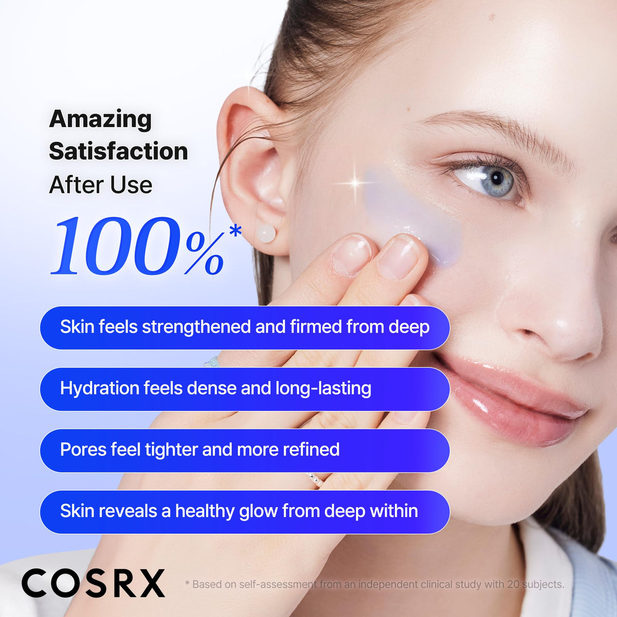 COSRX serum on skin application demonstrating smooth spread and instant hydration benefit