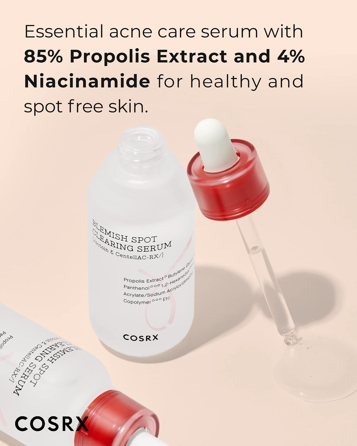 COSRX texture close-up on pipette demonstrating lightweight absorbency benefit