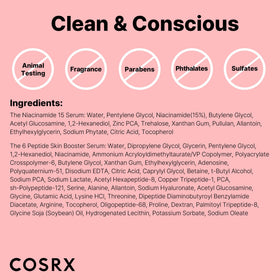 COSRX bottles in hand next to coin to show size and travel-friendly scale
