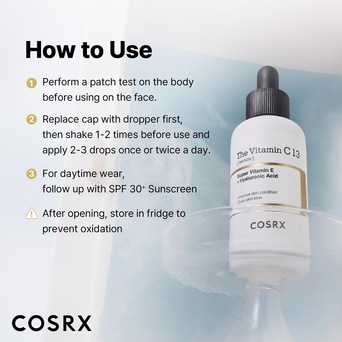 COSRX bottle next to a credit card to show 0.67 oz size and portable convenience