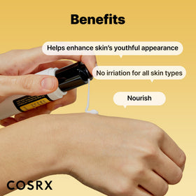 COSRX cream applied on hand demonstrating spreadability and lightweight hydration