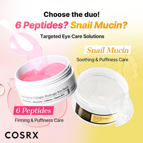 COSRX label close-up listing key actives like 73.7% snail mucin and niacinamide