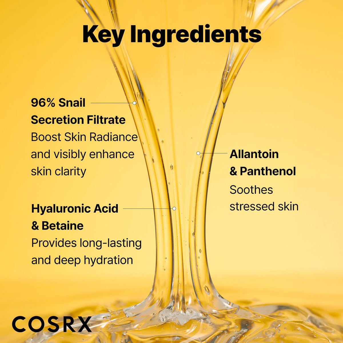 COSRX serum applied to hand showing quick absorption and glow