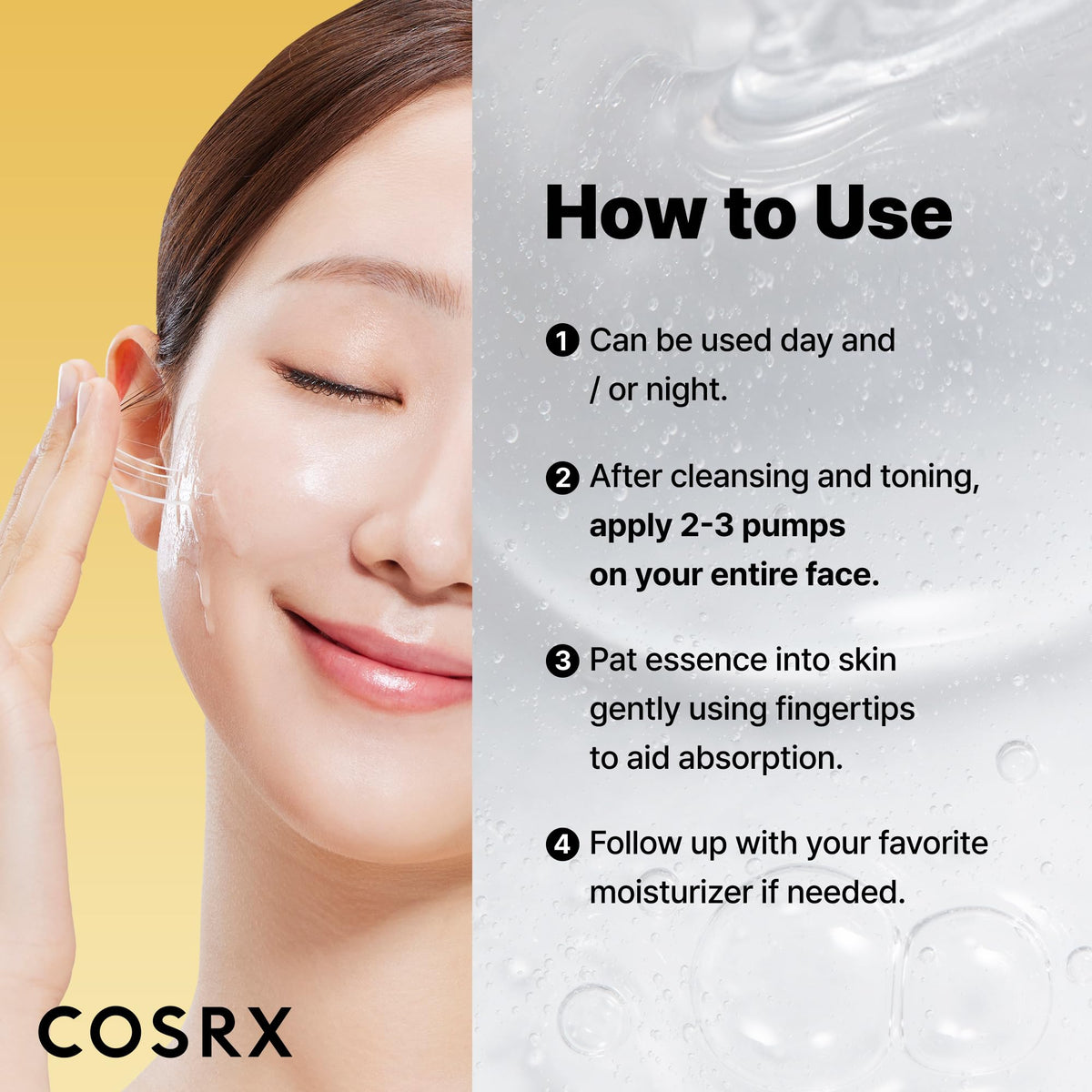 COSRX bottle beside ruler indicating 100ml size and scale