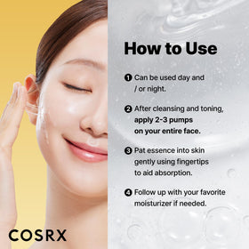 COSRX bottle beside ruler indicating 100ml size and scale