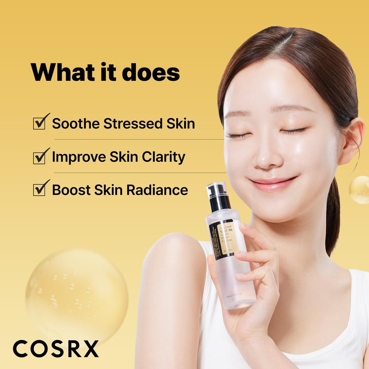 COSRX label close-up displaying key ingredients and purity