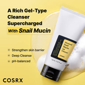 COSRX texture close-up of snail mucin gel highlighting hydrating, smooth feel