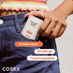 COSRX sunscreen ingredients label highlighting vitamins and hyaluronic acid