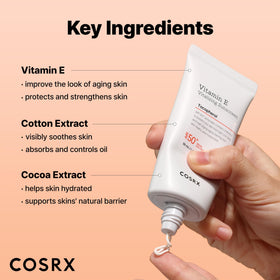 COSRX sunscreen applied on skin with no whitecast for even tone benefit