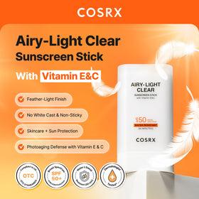 COSRX sunscreen stick open twist-up showing easy one-handed use