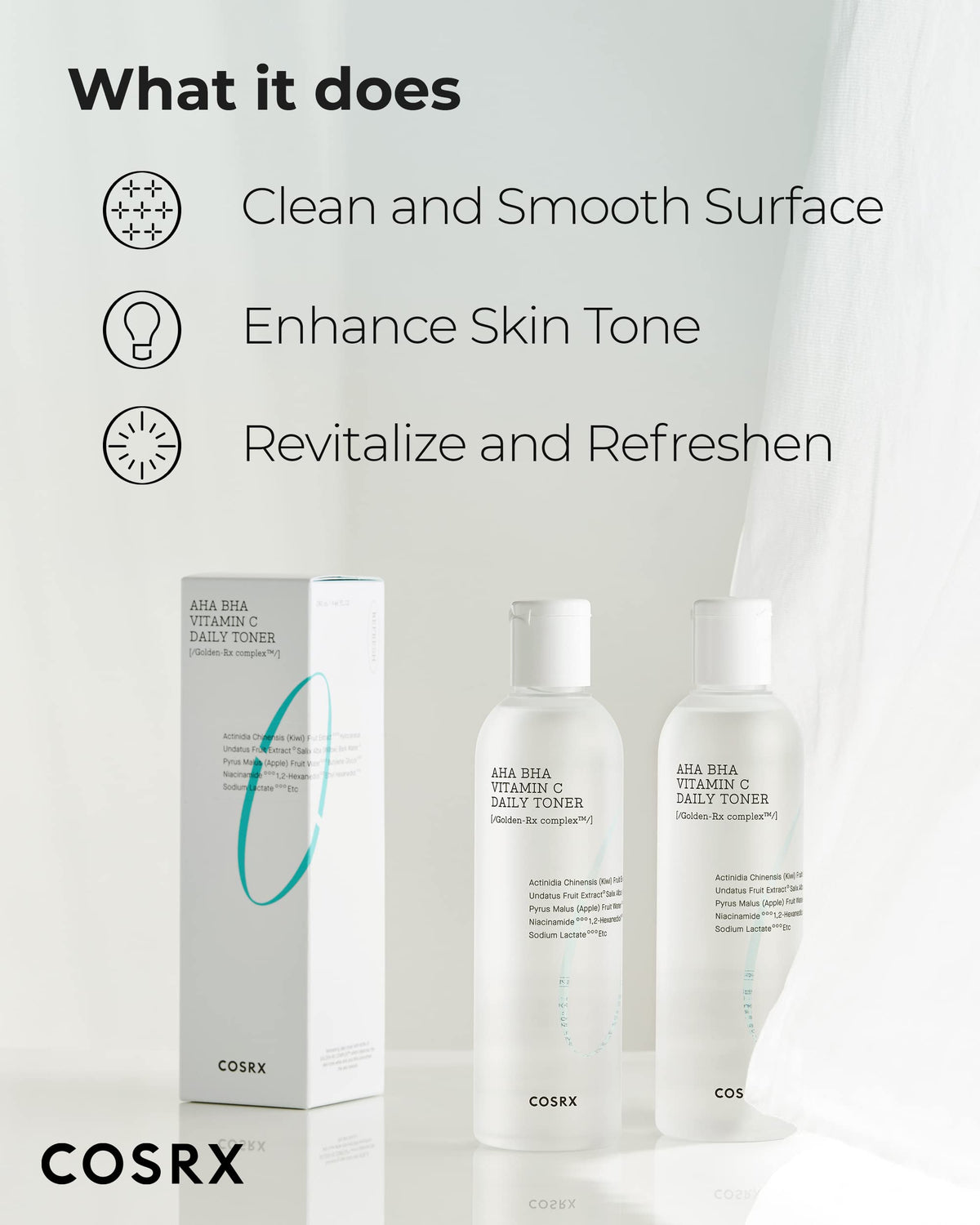 COSRX toner texture on cotton pad showing lightweight finish for quick absorption