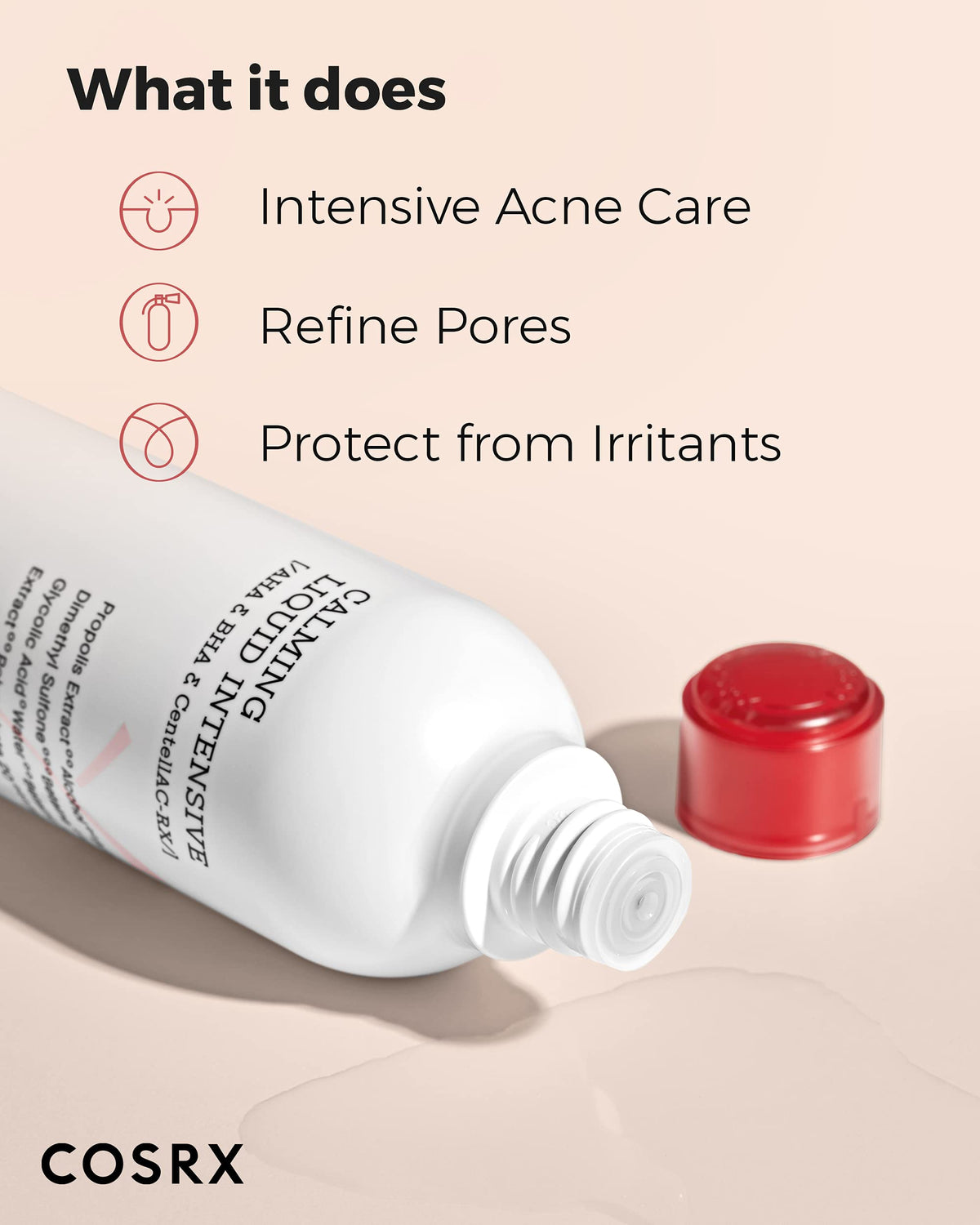 COSRX liquid texture on hand demonstrating lightweight absorption benefit