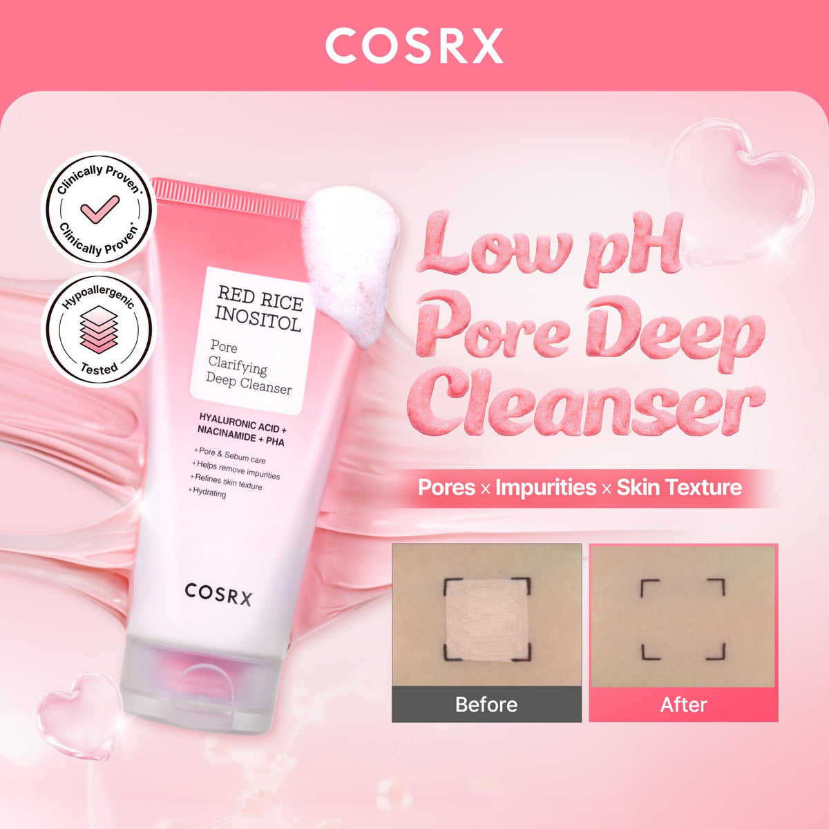 COSRX close-up of stretchy creamy texture for deep cleaning