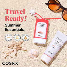 COSRX vitamin E sunscreen pouring a drop to show lightweight hydrating formula
