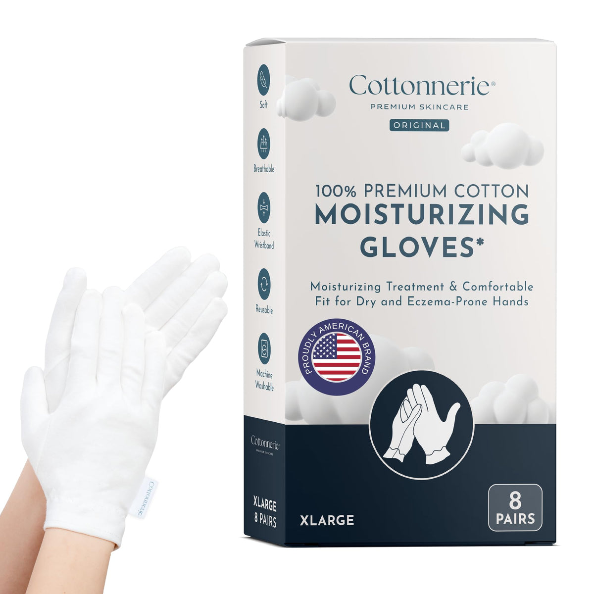 COTTONNERIE front packaging shows eight pairs and comfortable fit benefits