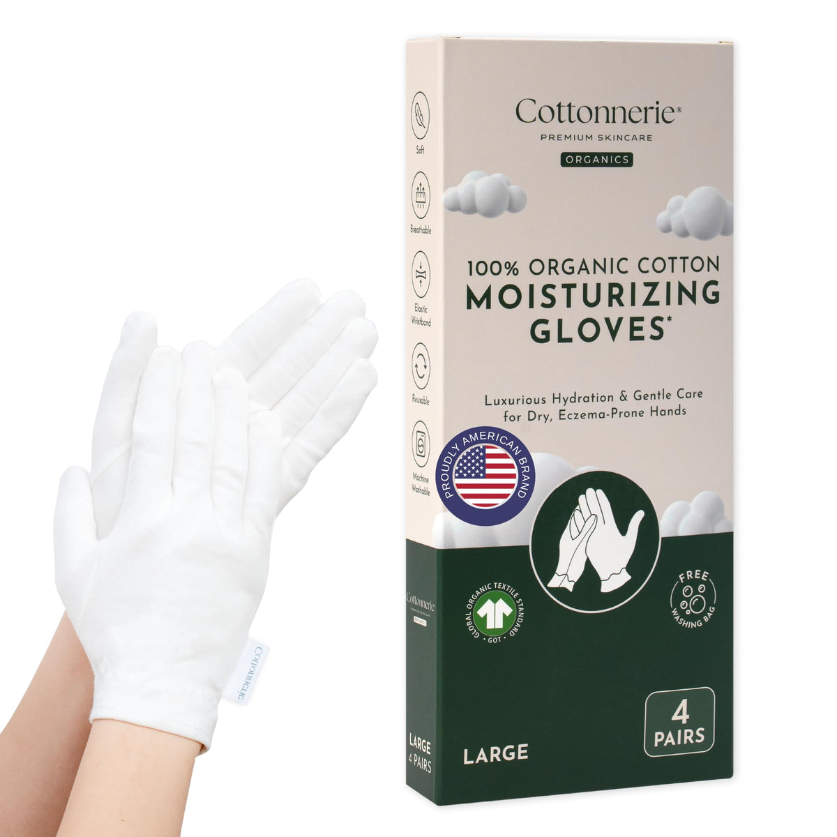 COTTONNERIE front packaging view showing four pairs and eco benefits