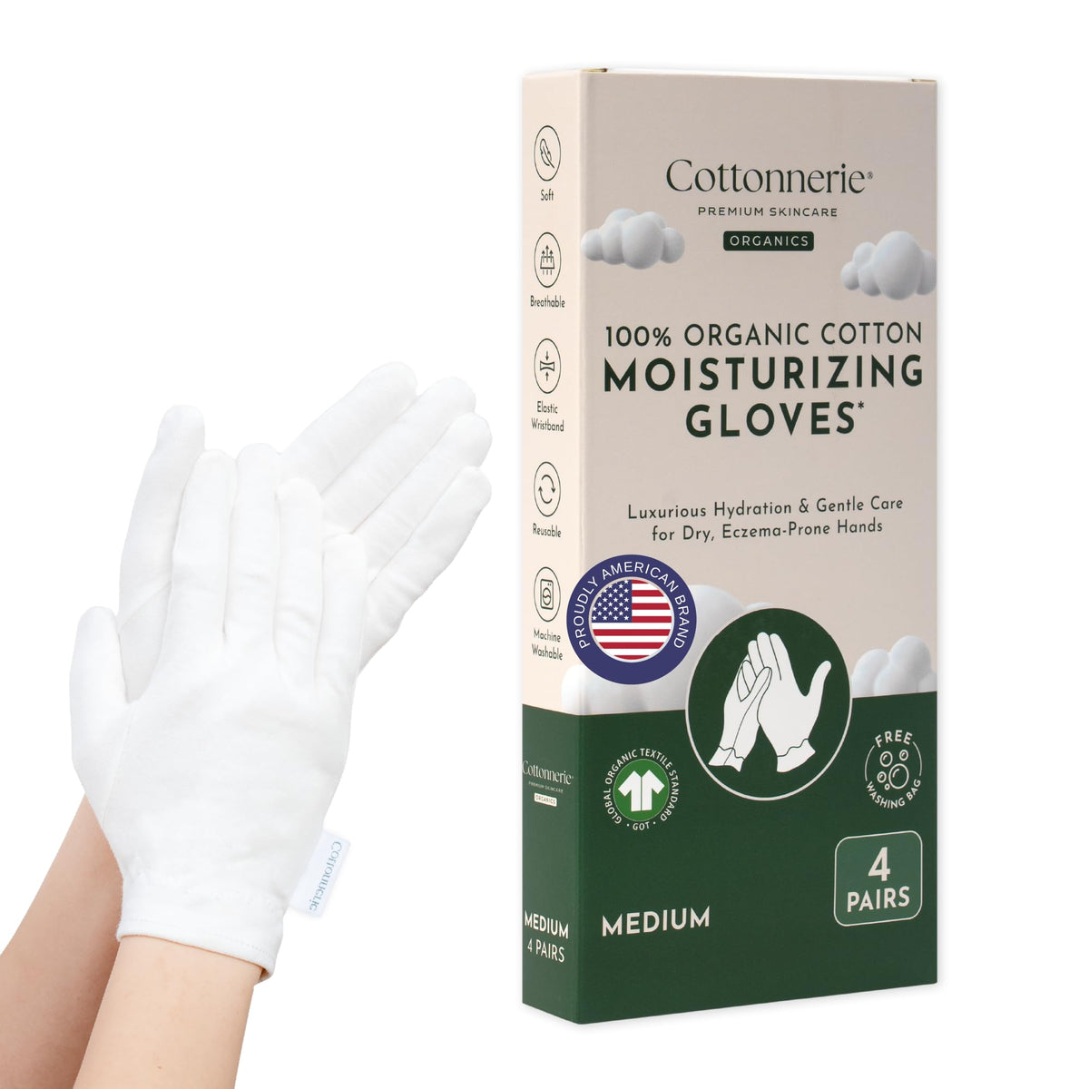 COTTONNERIE front packaging showing four pairs and medium size for convenience