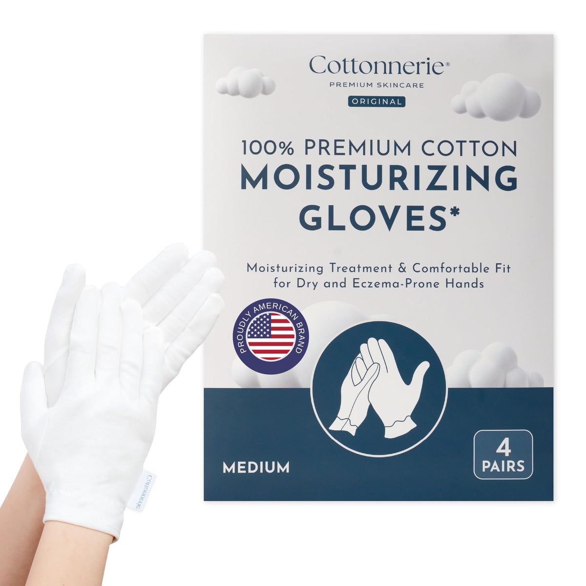 COTTONNERIE front packaging showing four pairs, clear set benefit