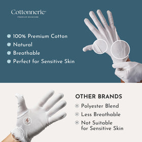 COTTONNERIE gloves worn overnight keeping lotion in place for hydration