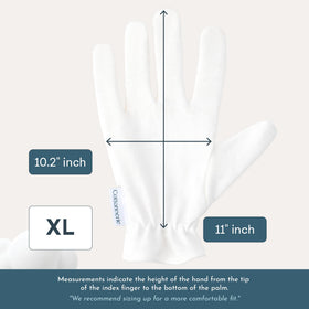 COTTONNERIE gloves staged on bedside table for practical night routine