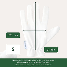 COTTONNERIE gloves on bedside table with cream illustrating nightly routine