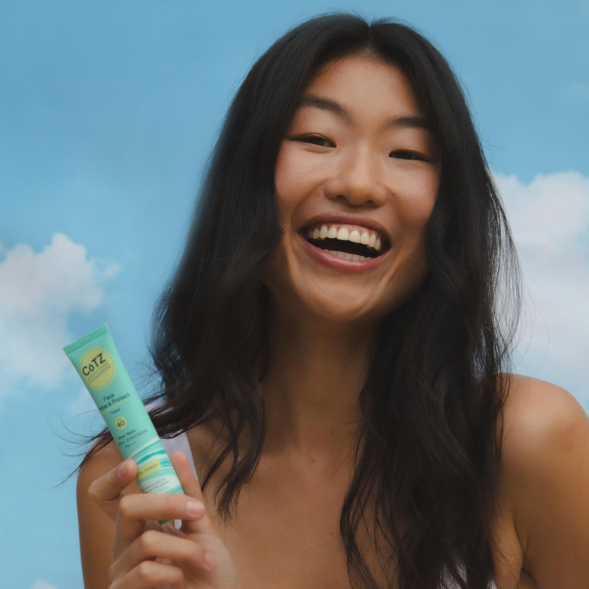 CoTZ used outdoors at beach demonstrating sun protection benefit