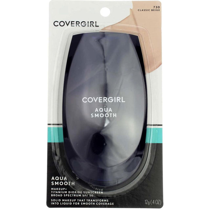 COVERGIRL Aquasmooth compact front packaging showing shade and compact for easy touch-ups