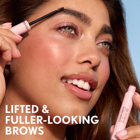 COVERGIRL before and after brows showing subtle fill and lifted, feathered finish