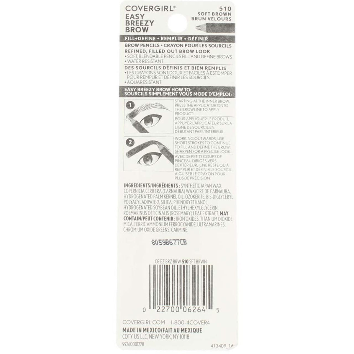 COVERGIRL pencil held during application demonstrating precise brow and eyeliner control