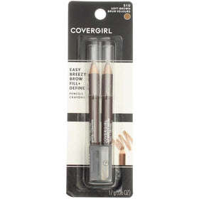 COVERGIRL pencil front view showing dual-tip and soft brown shade for quick shaping