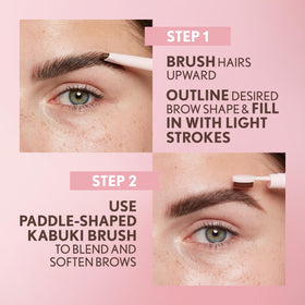 COVERGIRL model applying pencil to brows for precise shaping and defined arches